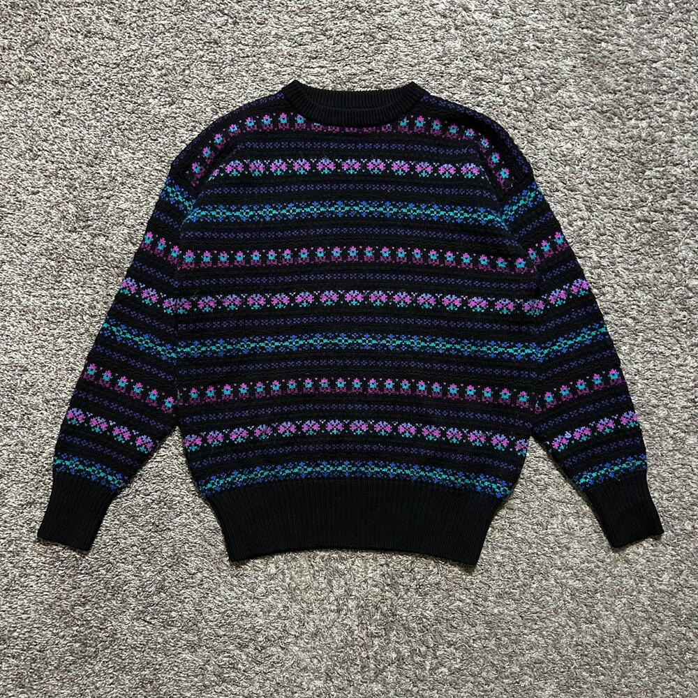 Vintage Wool Sweater Ski Snow Colorful Knit Crewneck Pullover Womens Medium - Picture 8 of 8